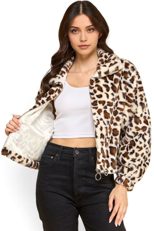 JACKET01 TIGER Leopard Print Faux Fur – Plush Jacket