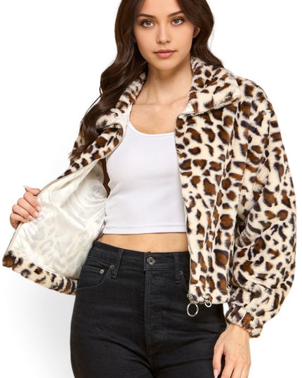 JACKET01 TIGER Leopard Print Faux Fur – Plush Jacket