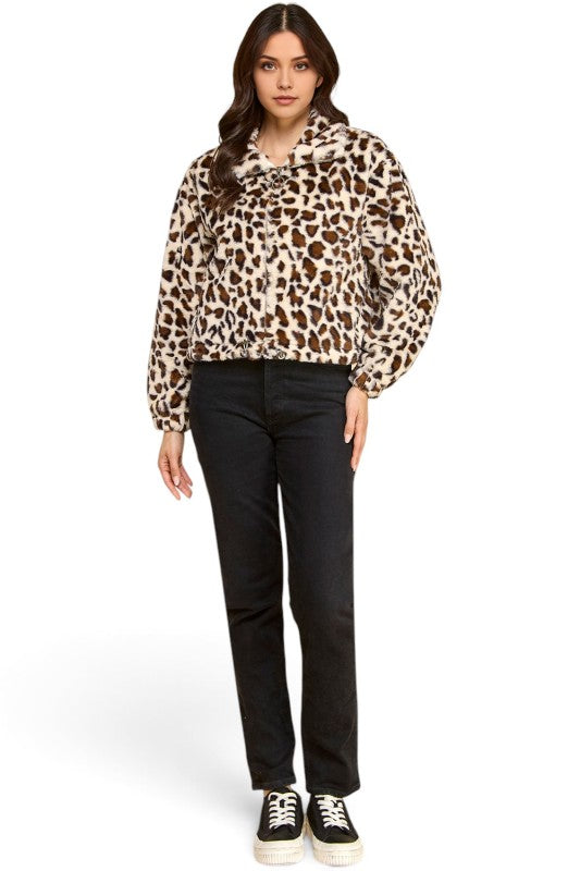 JACKET01 TIGER Leopard Print Faux Fur – Plush Jacket