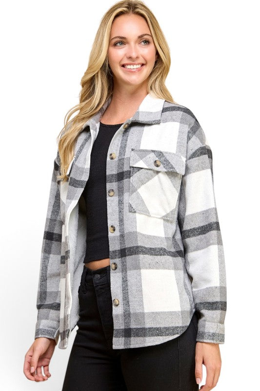 JA01 SHACKET Plaid – Button-Up Shacket
