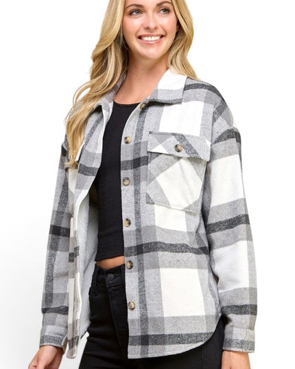 JA01 SHACKET Plaid – Button-Up Shacket