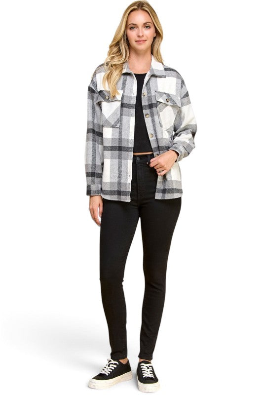 JA01 SHACKET Plaid – Button-Up Shacket