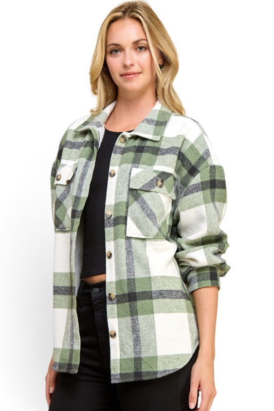 JA01 SHACKET Plaid – Button-Up Shacket
