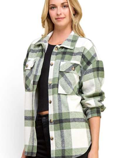 JA01 SHACKET Plaid – Button-Up Shacket