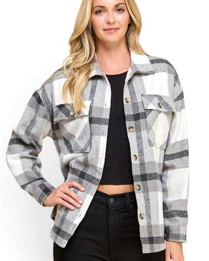 JA01 SHACKET Plaid – Button-Up Shacket