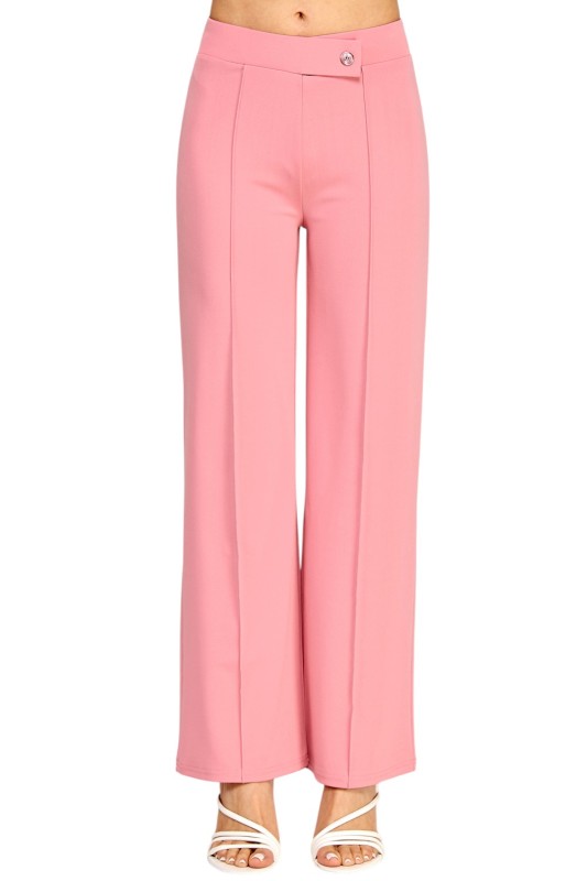 YC38 Button-Trimmed – High Rise Pleated Pants
