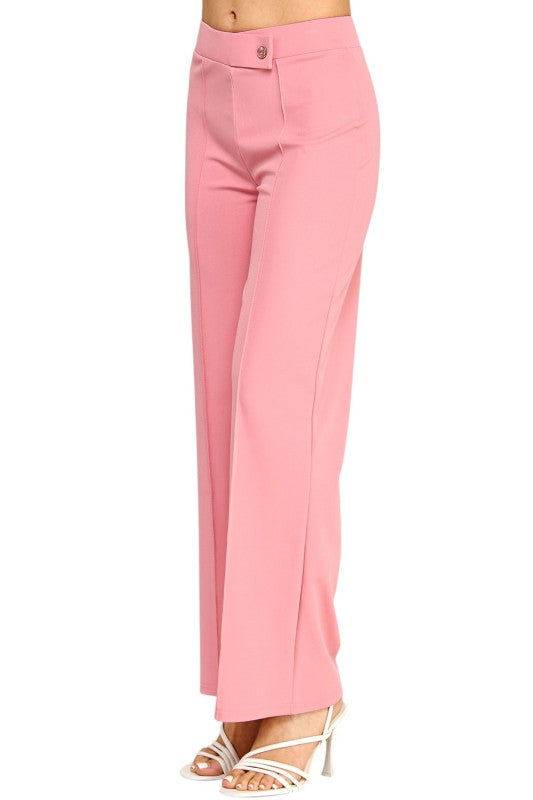 YC38 Button-Trimmed – High Rise Pleated Pants