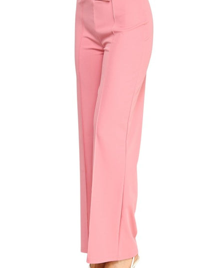 YC38 Button-Trimmed – High Rise Pleated Pants