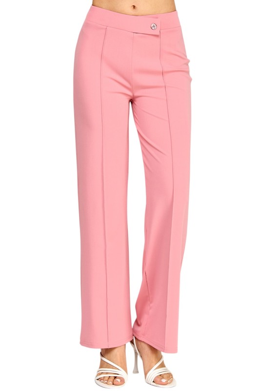 YC38 Button-Trimmed – High Rise Pleated Pants