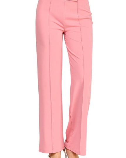 YC38 Button-Trimmed – High Rise Pleated Pants