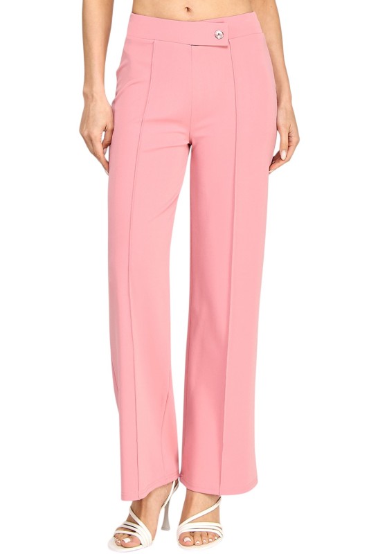 YC38 Button-Trimmed – High Rise Pleated Pants