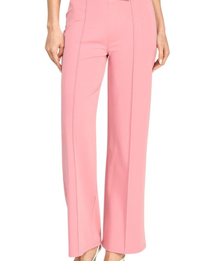 YC38 Button-Trimmed – High Rise Pleated Pants