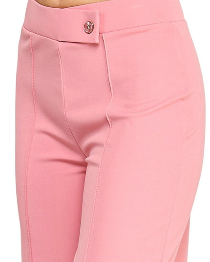 YC38 Button-Trimmed – High Rise Pleated Pants