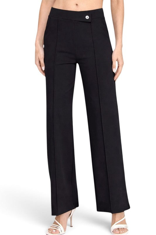YC39 Button-Trimmed – High Rise Pleated Pants
