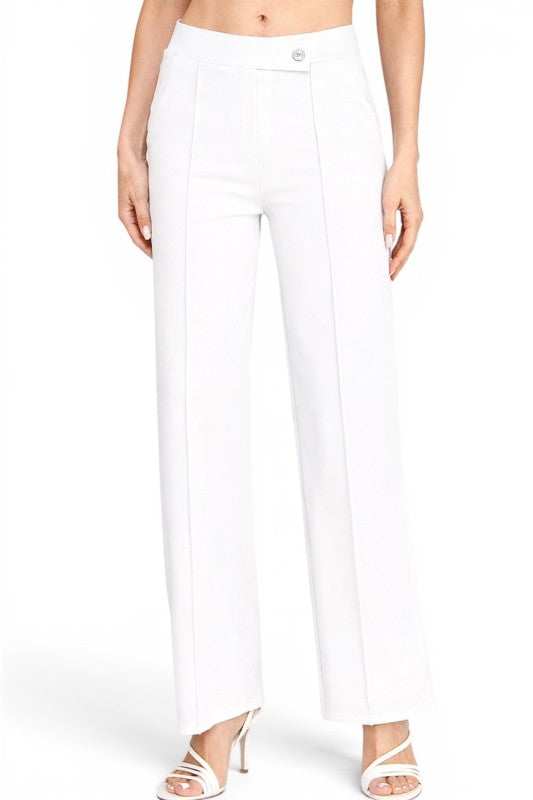 YC39 Button-Trimmed – High Rise Pleated Pants