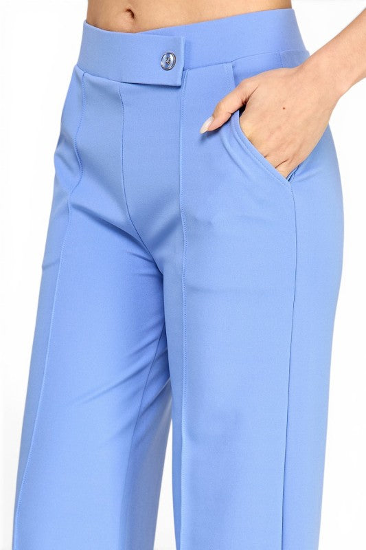 YC39 Button-Trimmed – High Rise Pleated Pants
