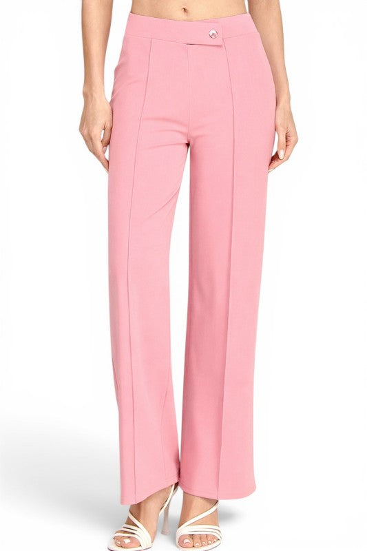 YC39 Button-Trimmed – High Rise Pleated Pants