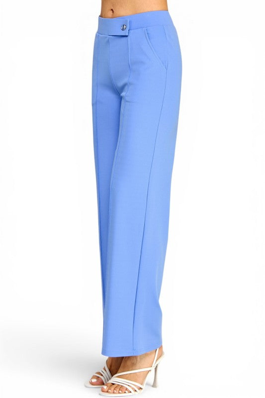 YC39 Button-Trimmed – High Rise Pleated Pants