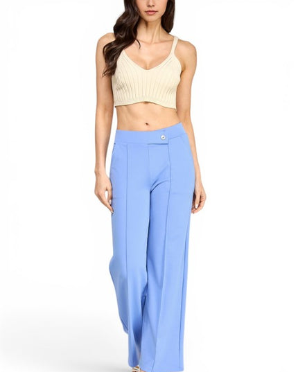 YC39 Button-Trimmed – High Rise Pleated Pants