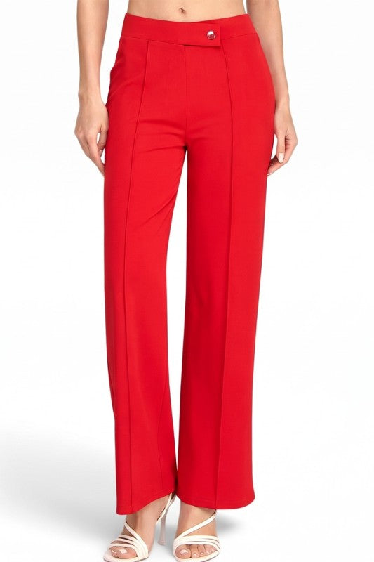 YC39 Button-Trimmed – High Rise Pleated Pants
