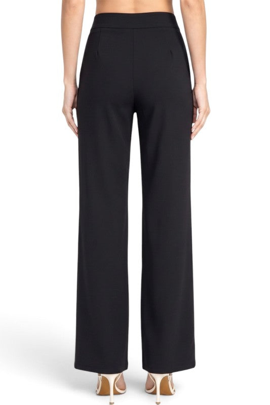 YC39 Button-Trimmed – High Rise Pleated Pants