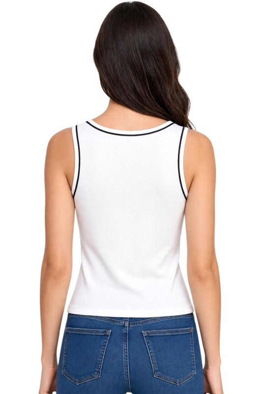 ADLT008 Seamless – Contrast Trim Tank Top