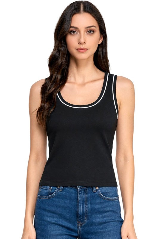 ADLT008 Seamless – Contrast Trim Tank Top