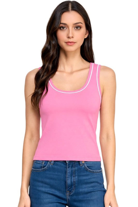 ADLT008 Seamless – Contrast Trim Tank Top