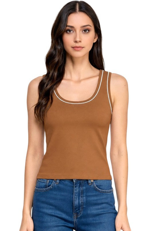 ADLT008 Seamless – Contrast Trim Tank Top
