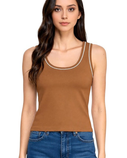 ADLT008 Seamless – Contrast Trim Tank Top