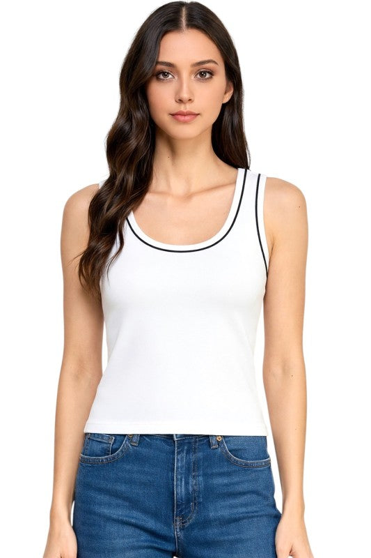 ADLT008 Seamless – Contrast Trim Tank Top