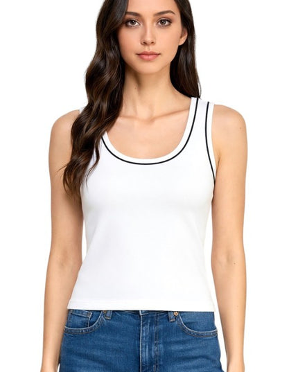 ADLT008 Seamless – Contrast Trim Tank Top