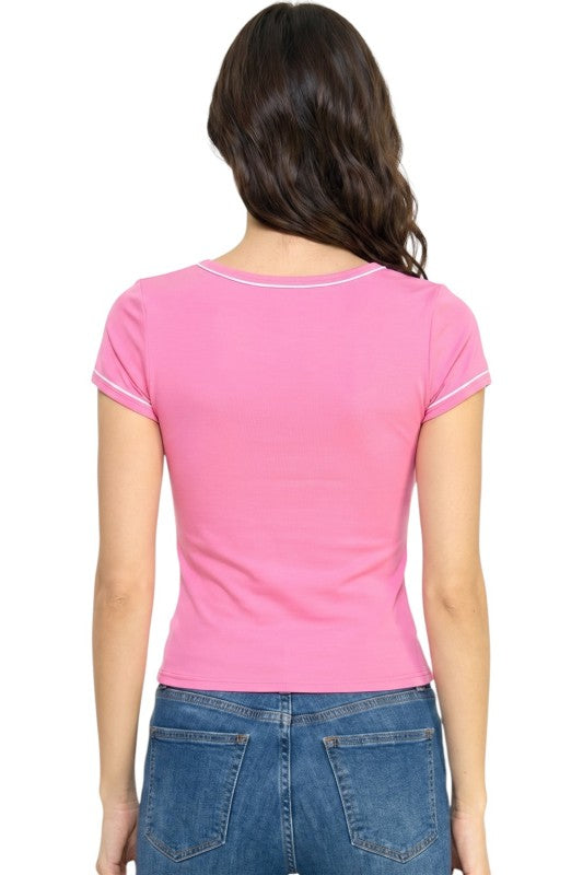 ADLT009 Seamless – Contrast Trim Crop Top