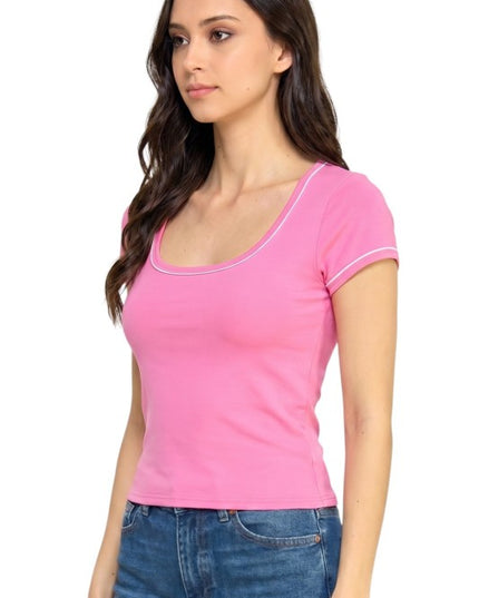 ADLT009 Seamless – Contrast Trim Crop Top