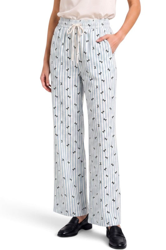 PC17R Ribbon Print Stripe – Straight Leg Pants
