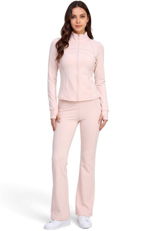 LU1001 Active Define Zip-Up Jacket – Flare Pant Set