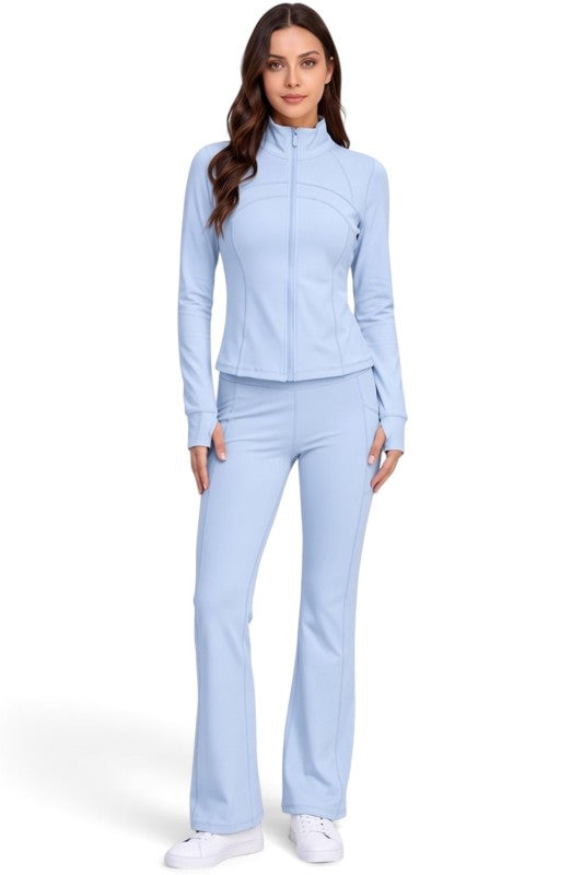 LU1001 Active Define Zip-Up Jacket – Flare Pant Set