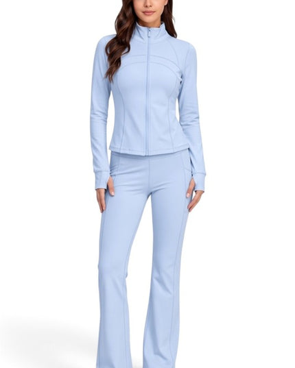 LU1001 Active Define Zip-Up Jacket – Flare Pant Set