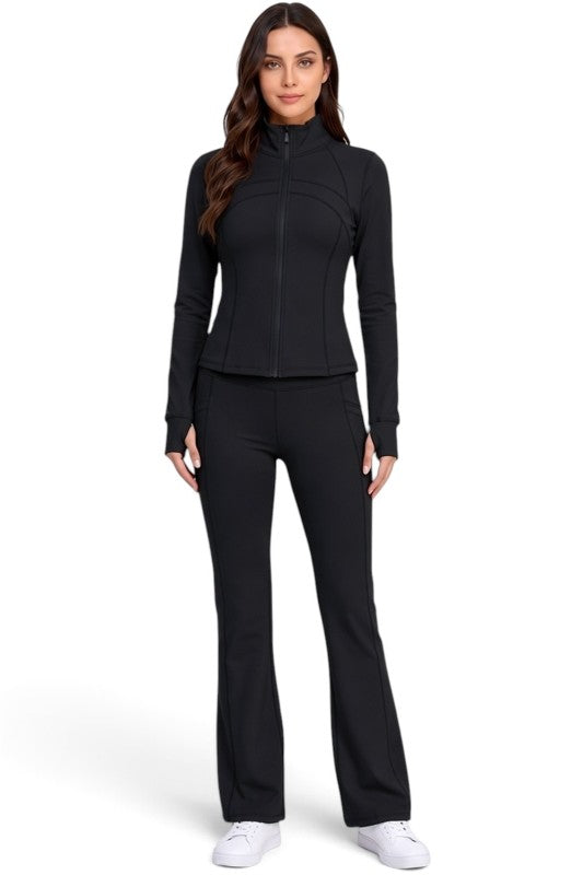 LU1001 Active Define Zip-Up Jacket – Flare Pant Set