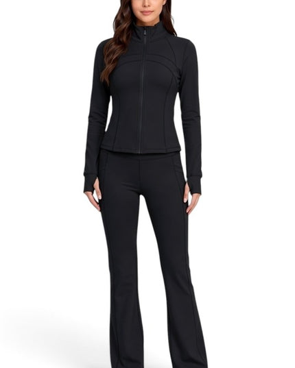 LU1001 Active Define Zip-Up Jacket – Flare Pant Set