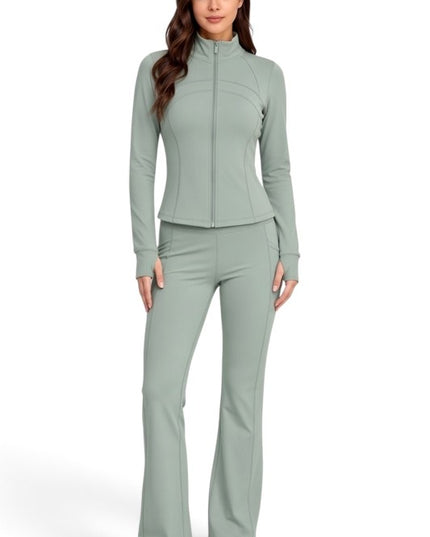 LU1001 Active Define Zip-Up Jacket – Flare Pant Set