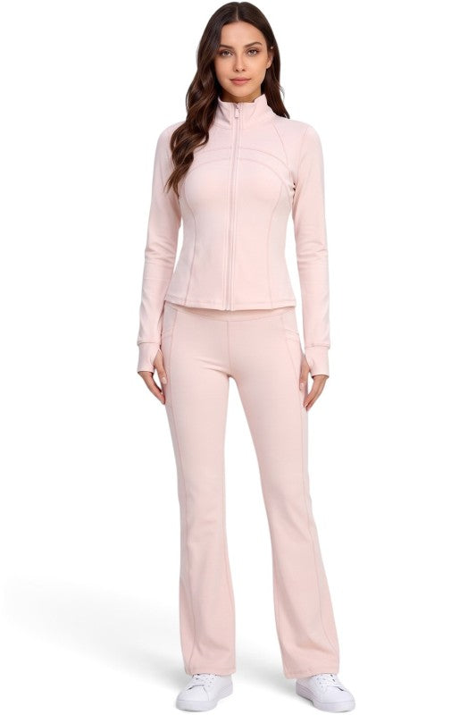 LU1001 Active Define Zip-Up Jacket – Flare Pant Set