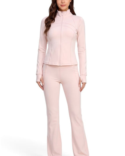 LU1001 Active Define Zip-Up Jacket – Flare Pant Set