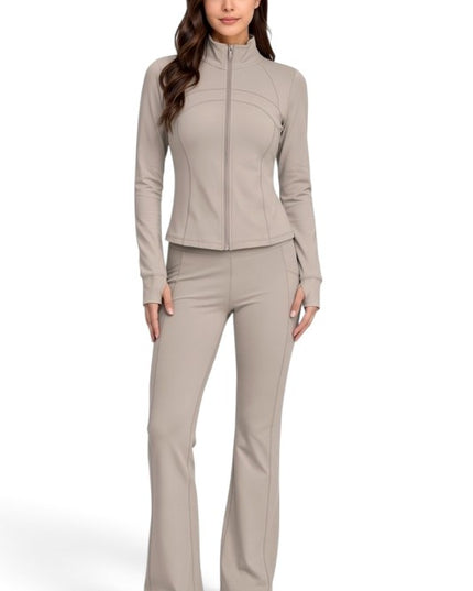 LU1001 Active Define Zip-Up Jacket – Flare Pant Set