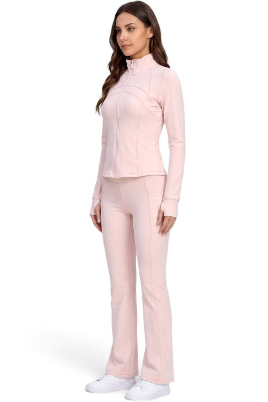 LU1001 Active Define Zip-Up Jacket – Flare Pant Set