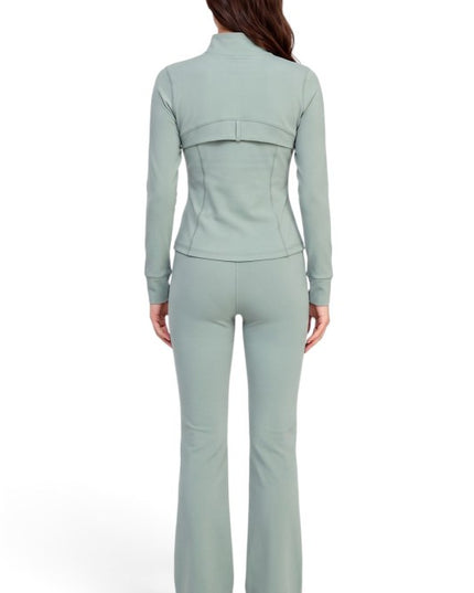 LU1002 Active Define Zip-Up Jacket – Flare Pant Set
