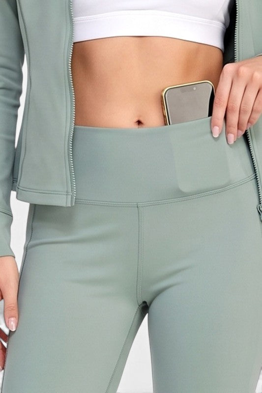 LU1002 Active Define Zip-Up Jacket – Flare Pant Set