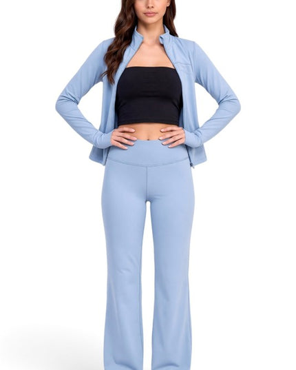LU1002 Active Define Zip-Up Jacket – Flare Pant Set
