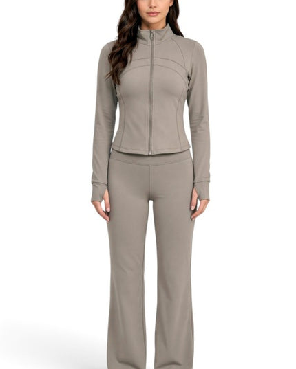 LU1002 Active Define Zip-Up Jacket – Flare Pant Set