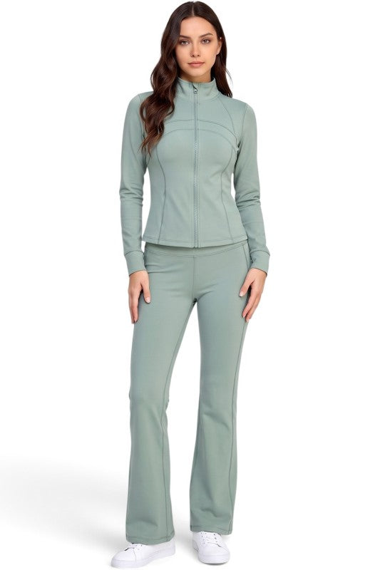 LU1002 Active Define Zip-Up Jacket – Flare Pant Set